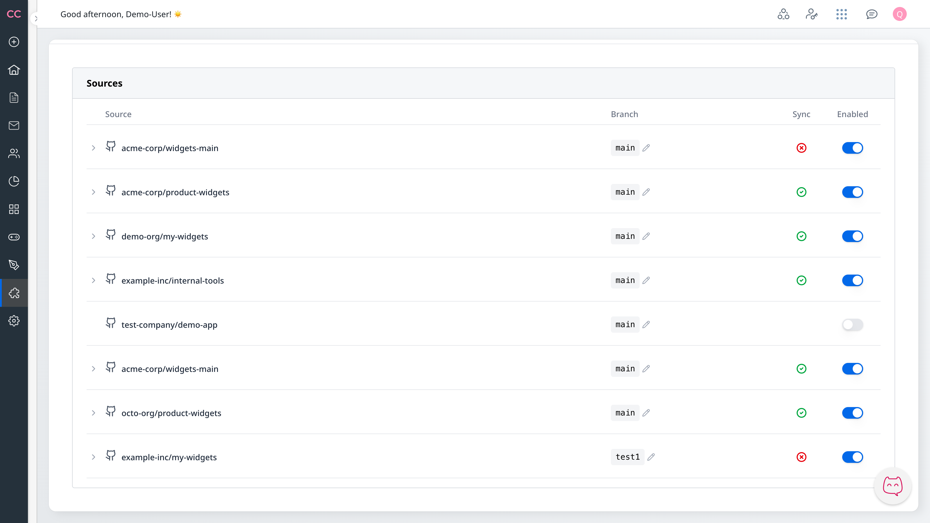 Screenshot placeholder: Repository list with multiple organizations